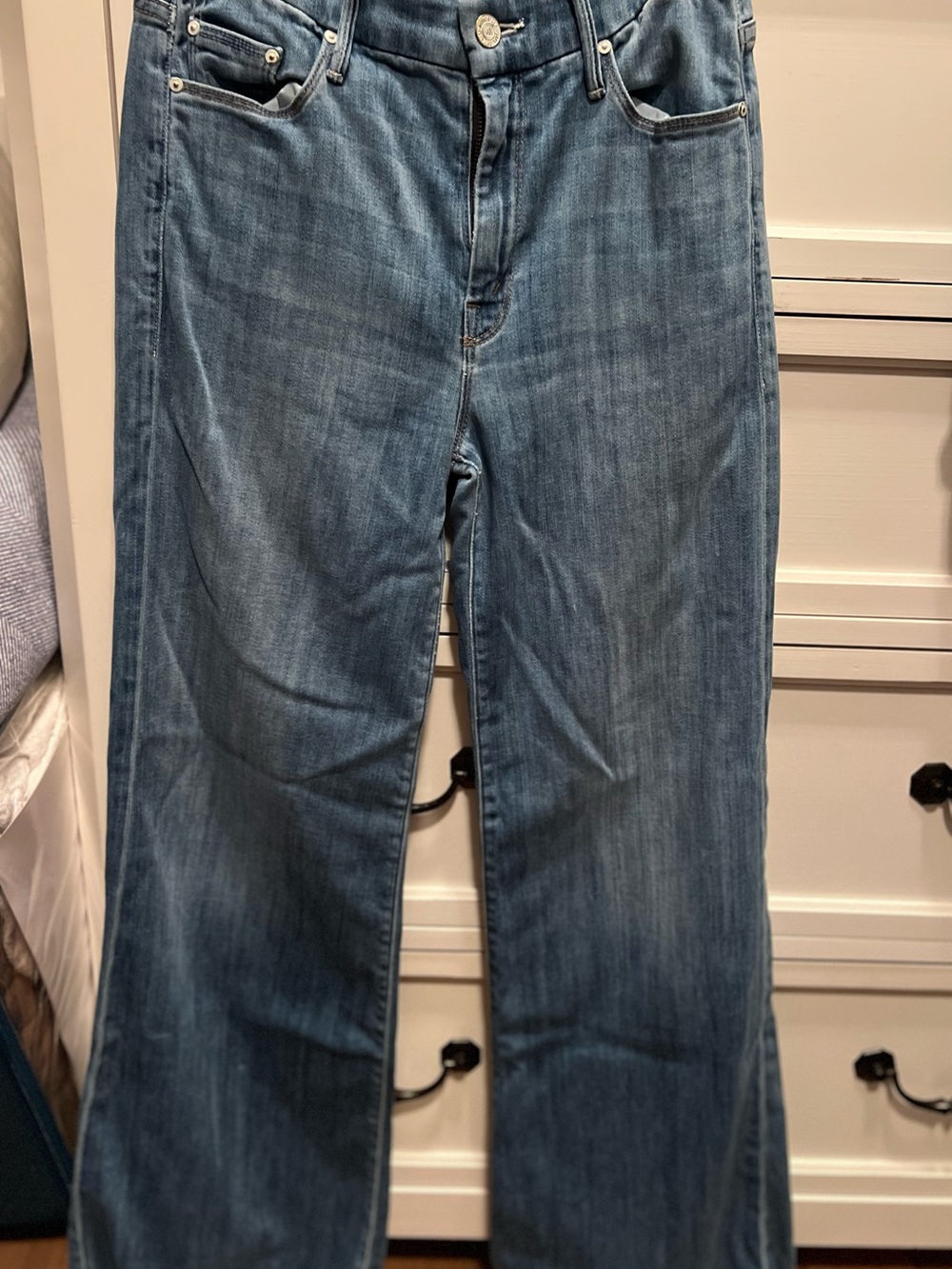 MOTHER Flared Wide-Leg Jeans in Medium Blue Wash